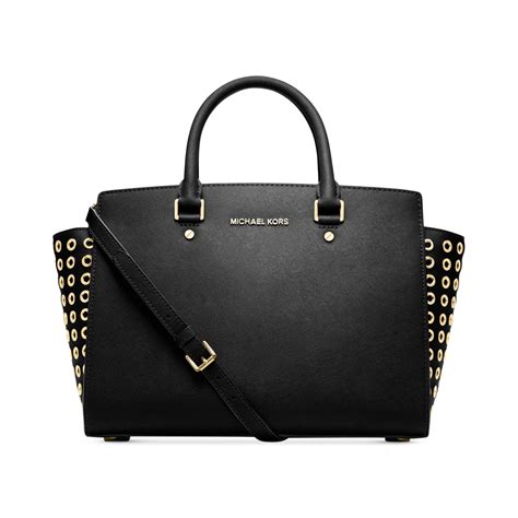 michael kors selma grommet satchel black|MICHAEL Michael Kors .